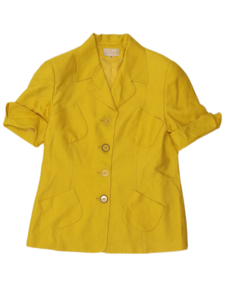 Vintage ženski dvodijelni komplet suknji s 4 gumba IT 46 Large W32 Žuta svila