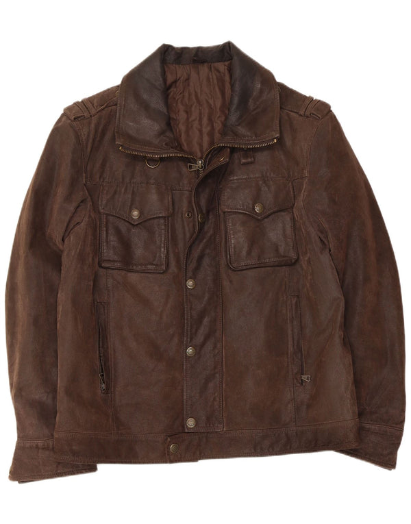 Vintage Mens Leather Jacket UK 40 Large Brown Leather
