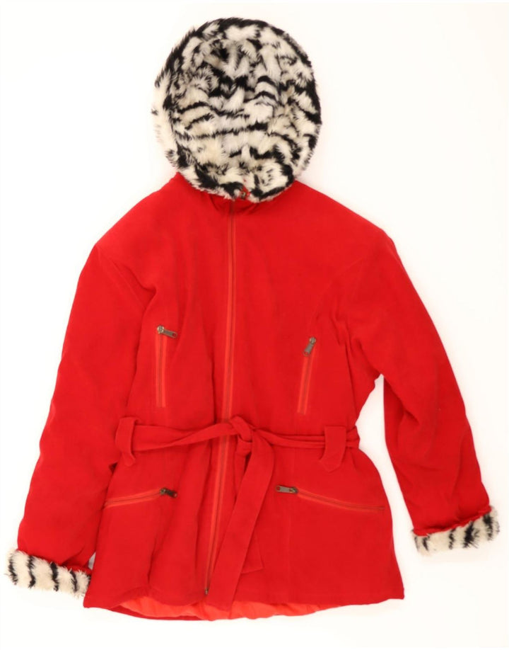 SABATINI Womens Hooded Overcoat UK 18 XL Red Vintage Sabatini and Second-Hand Sabatini from Messina Hembry 