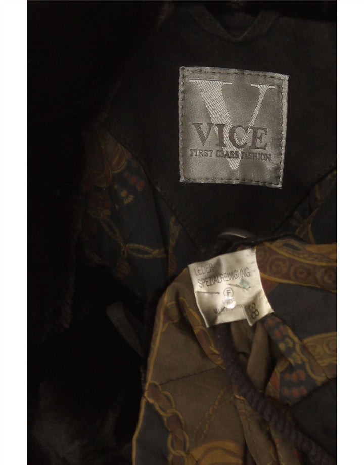 Vintage ženski preveliki kaput od antilop kože EU 38 srednje crne kože