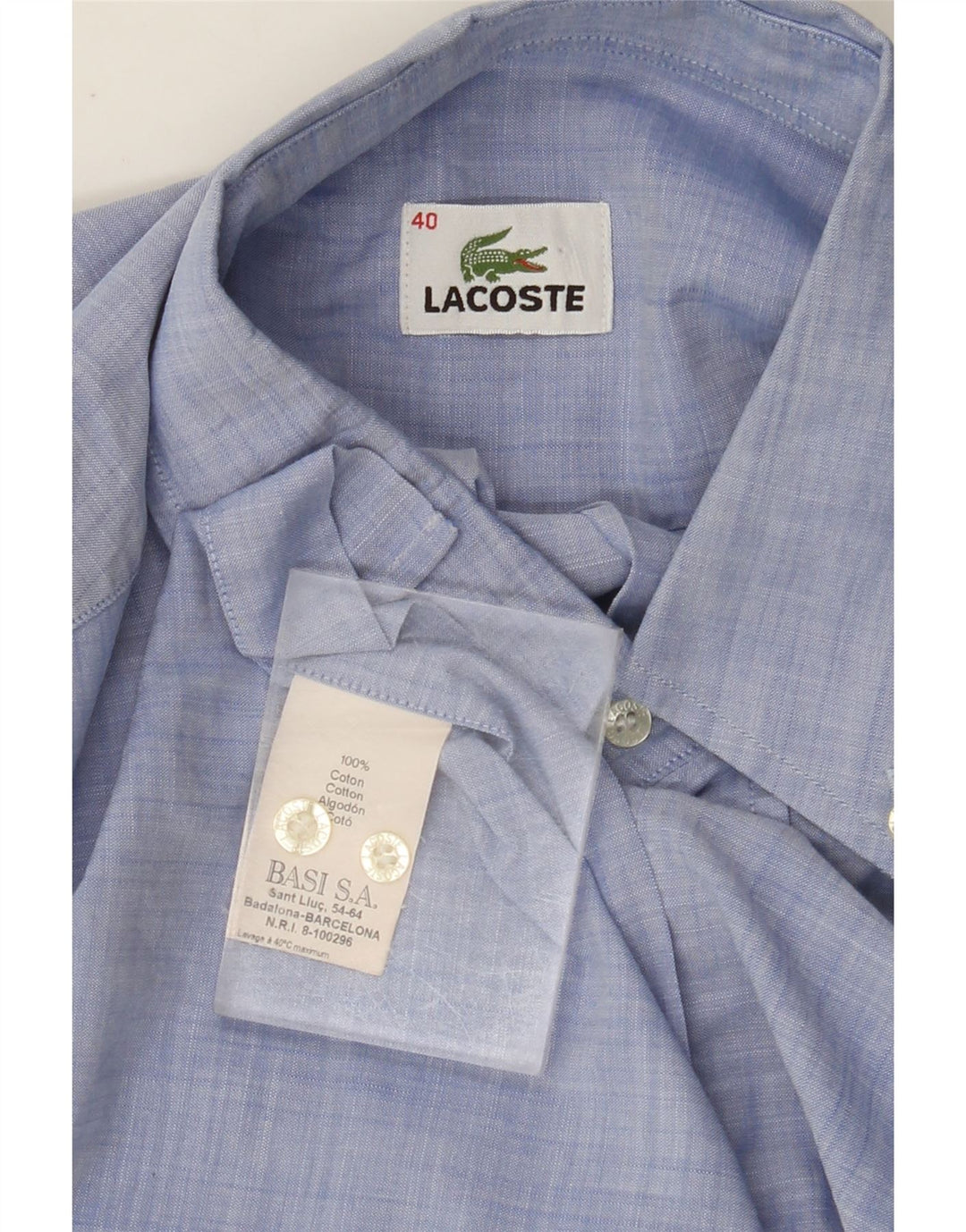 LACOSTE Muška košulja kratkih rukava Veličina 40 srednje plavi pamuk