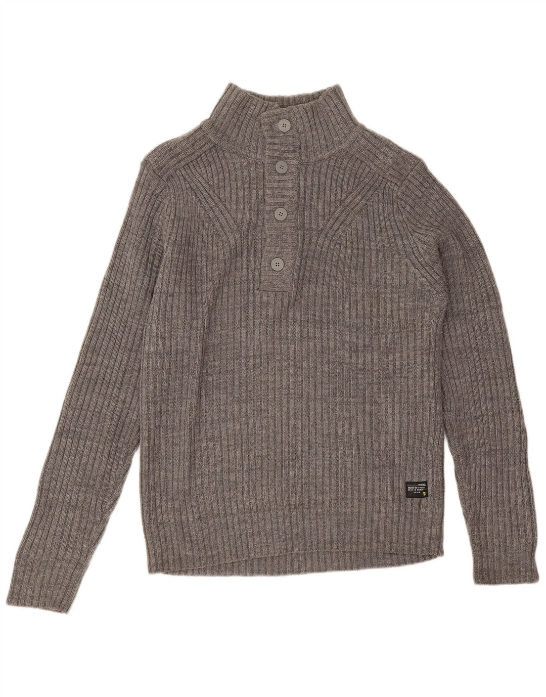 Jack & Jones muški džemper s dugmadima i ovratnikom Veliki sivi pamuk