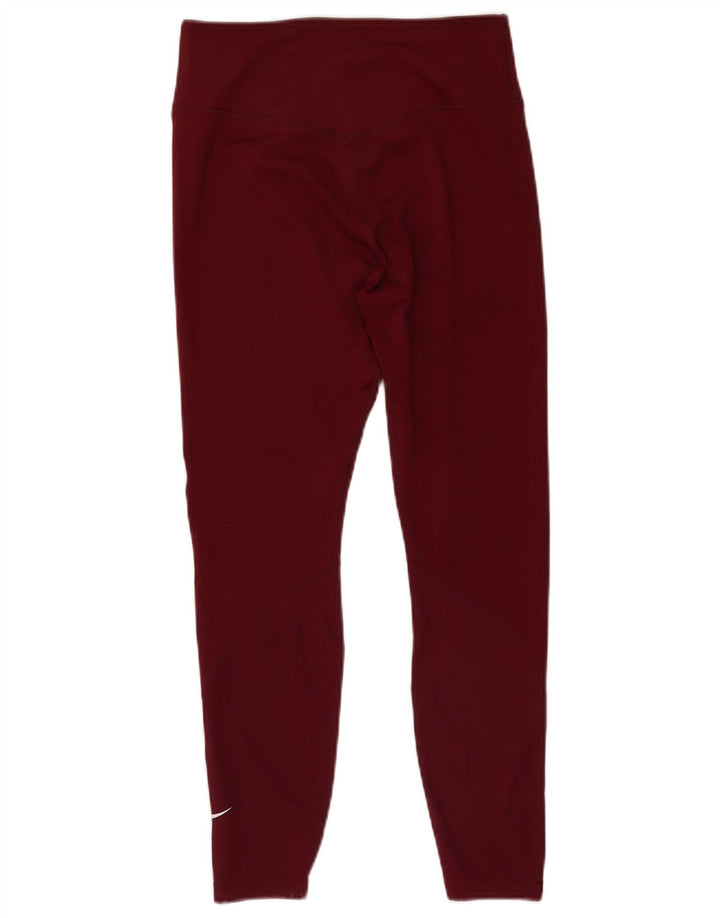 Nike Ženske Dri Fit Leggings UK 12 Medium Burgundy Poliester