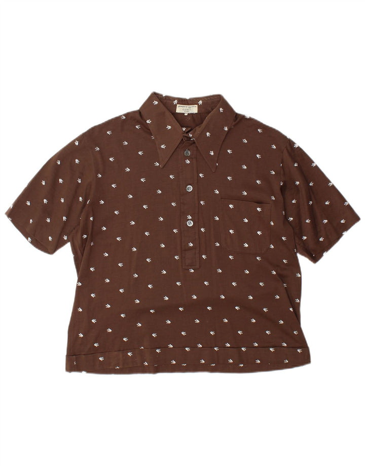 VINTAGE ženska pulover majica kratkih rukava IT 52 2XL smeđe geometrijske boje