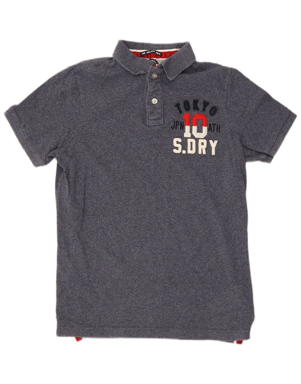 Superdry muška grafička polo majica XL plavi flekasti pamuk
