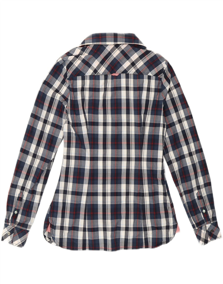 TOMMY HILFIGER Womens Stretch Shirt US 8 Medium Navy Blue Check Vintage Tommy Hilfiger and Second-Hand Tommy Hilfiger from Messina Hembry 