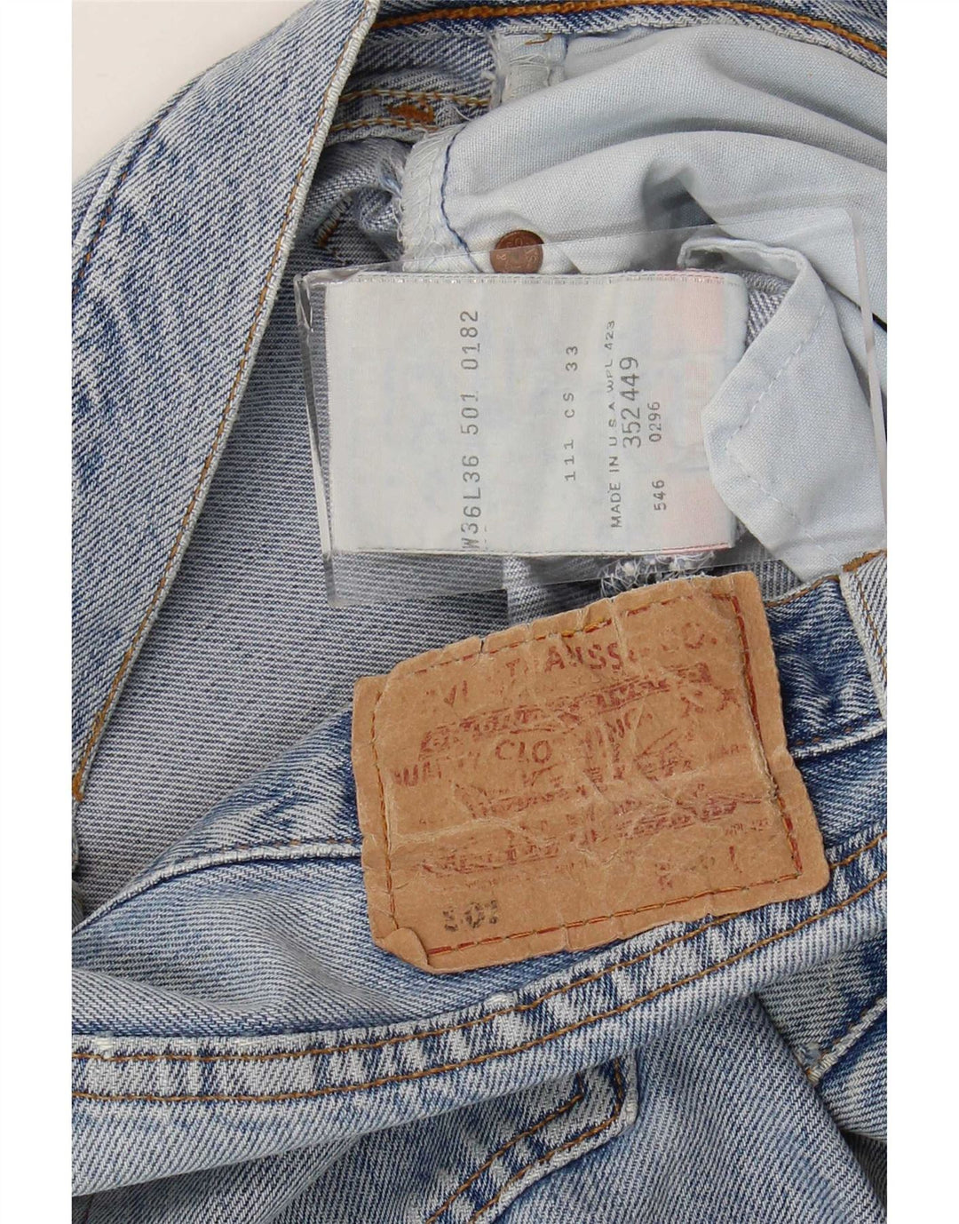 Levi's muške 501 ravne traperice s oštećenjem W36 L28, plavi pamuk