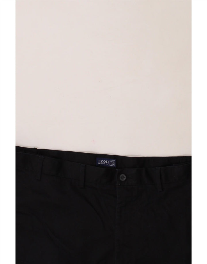 IZOD Mens Straight Chino Trousers W48 L32 Black Cotton