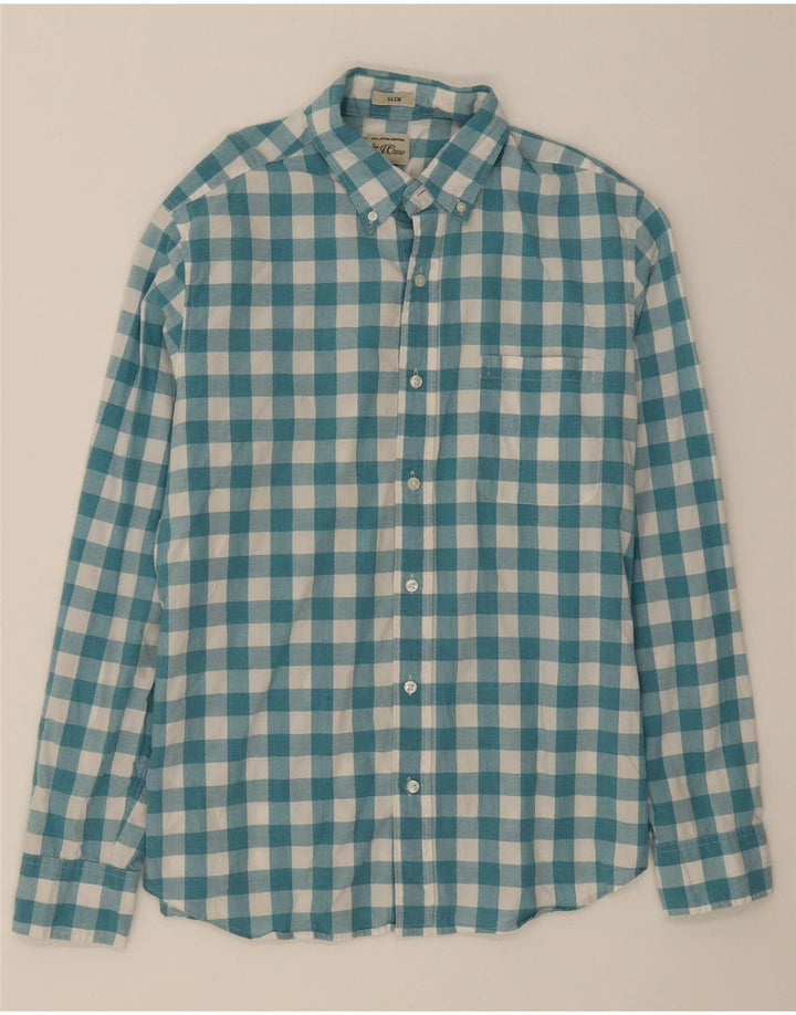 J. CREW Mens Slim Shirt Medium Blue Gingham Cotton Vintage J. Crew and Second-Hand J. Crew from Messina Hembry 