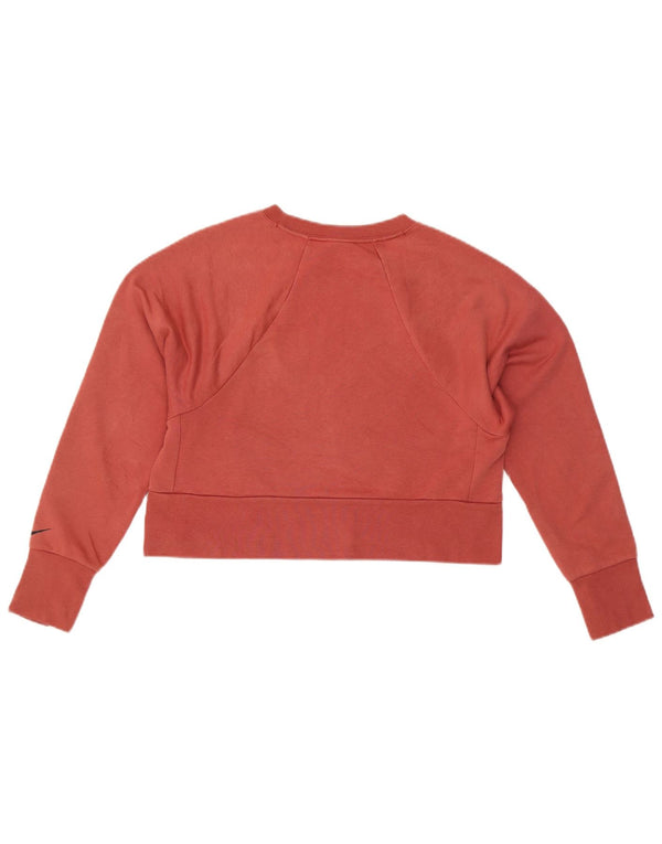 NIKE Ženski Dri Fit Oversized Graphic Sweatshirt Džemper UK 6 XS Crveni Pamuk