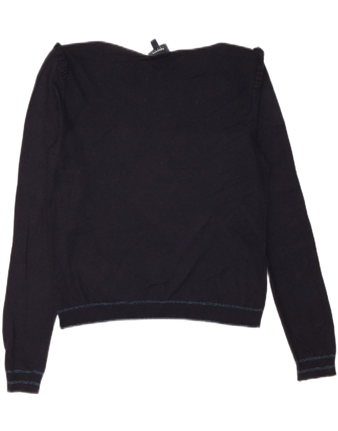 ARMANI Womens Boat Neck Jumper Sweater IT 44 Medium Navy Blue Vintage Armani and Second-Hand Armani from Messina Hembry 