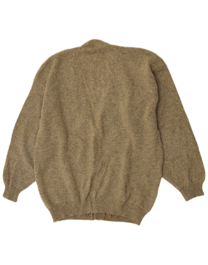 Vintage muški kardigan džemper XL kaki argyle/dijamantna vuna