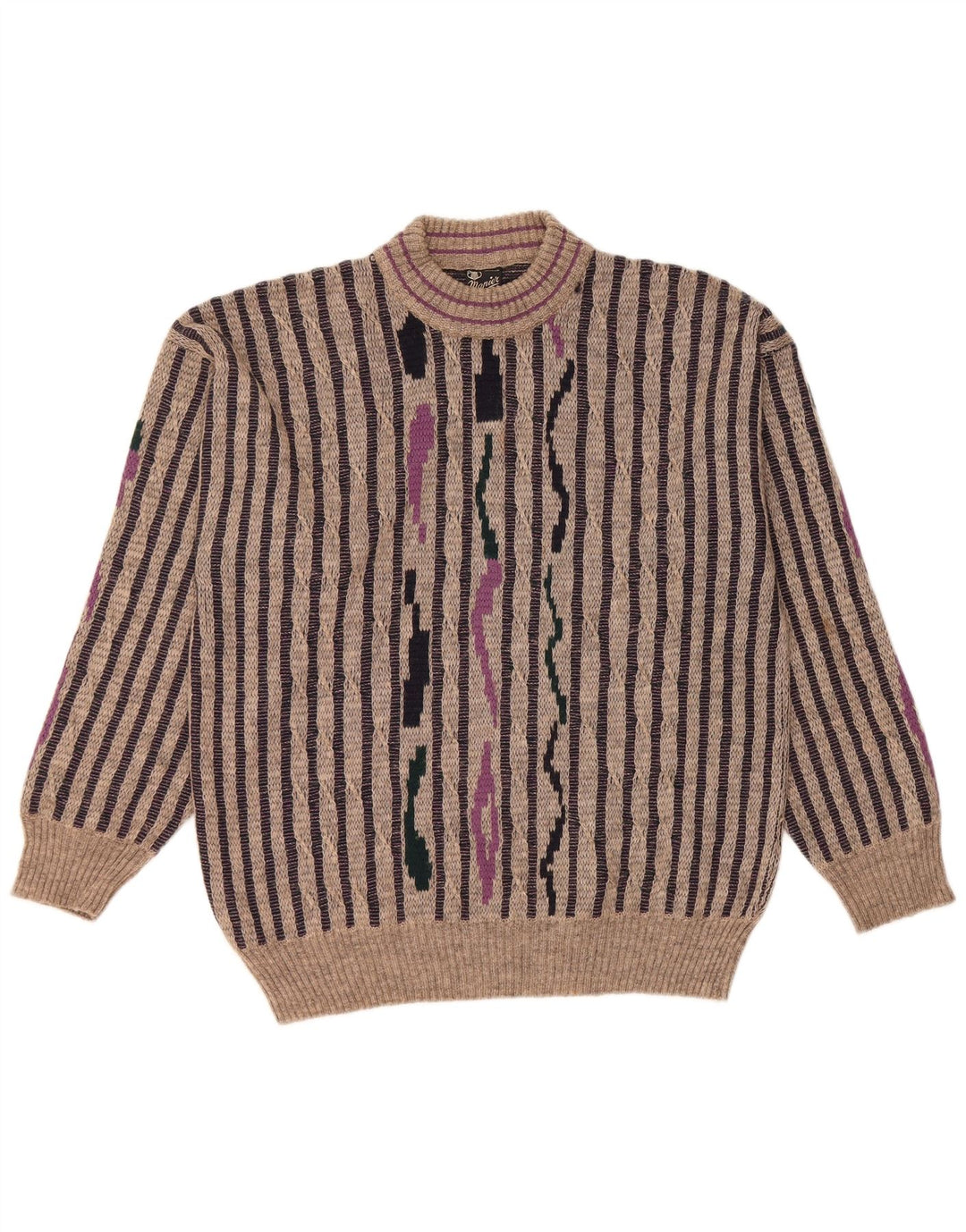 MAPIER Muški džemper s okruglim izrezom, velike sive pruge