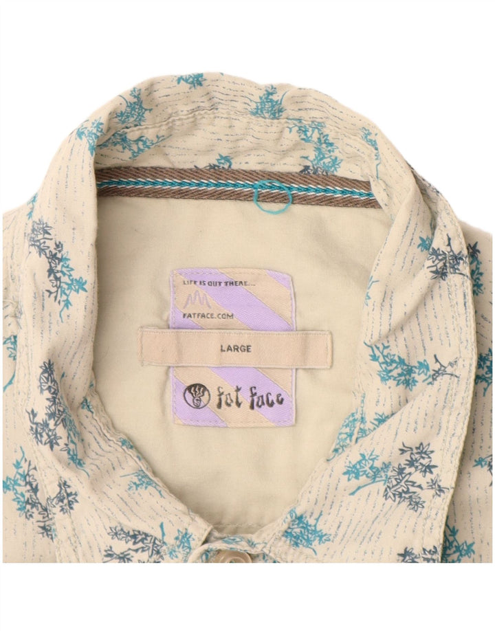 FAT FACE Muška košulja kratkih rukava Veliki bijeli cvjetni pamuk