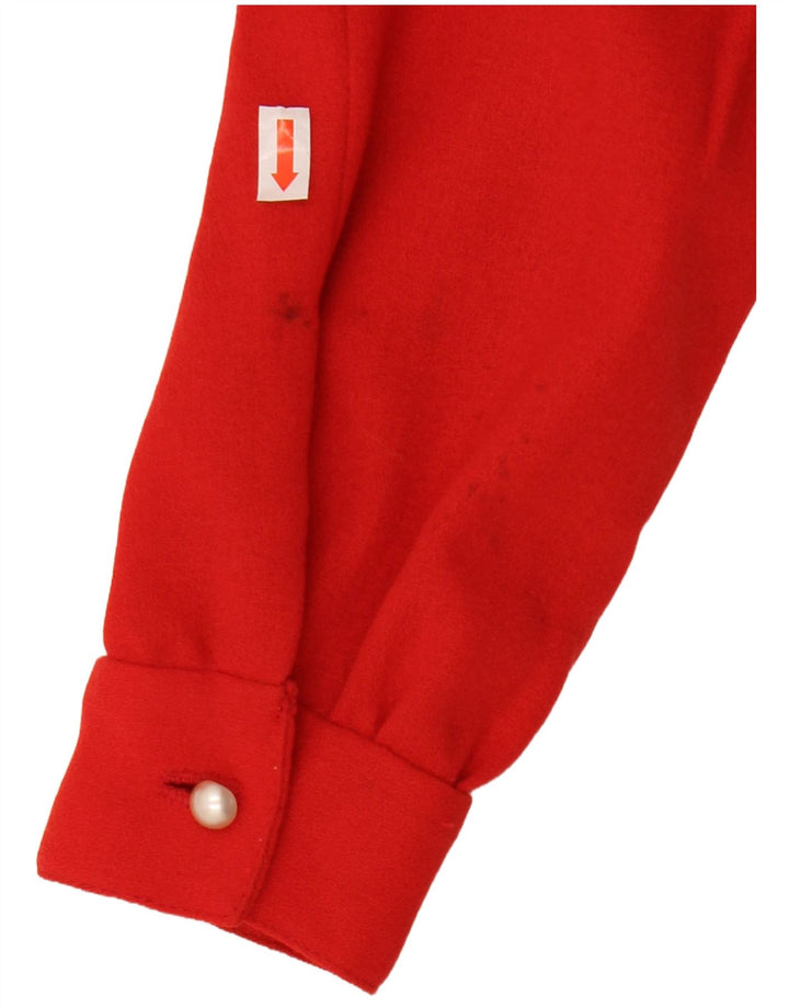 VINTAGE ženska kratko košulja bluza UK 12 Srednje crvena