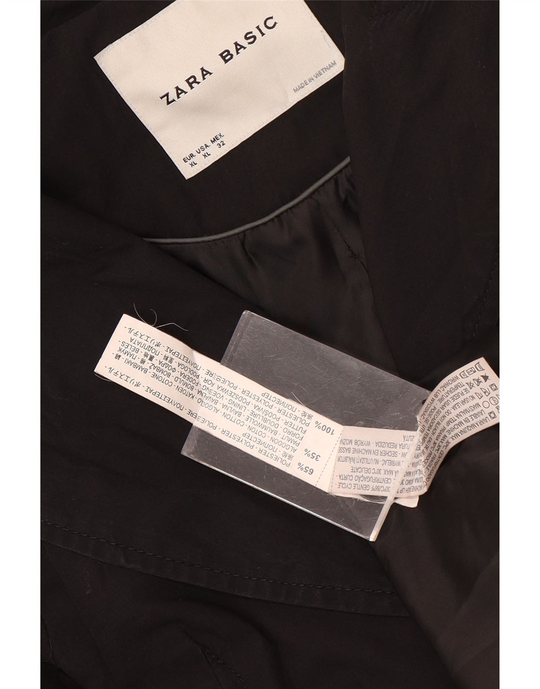 Zara ženski trenč kaput UK 18 XL crni poliester