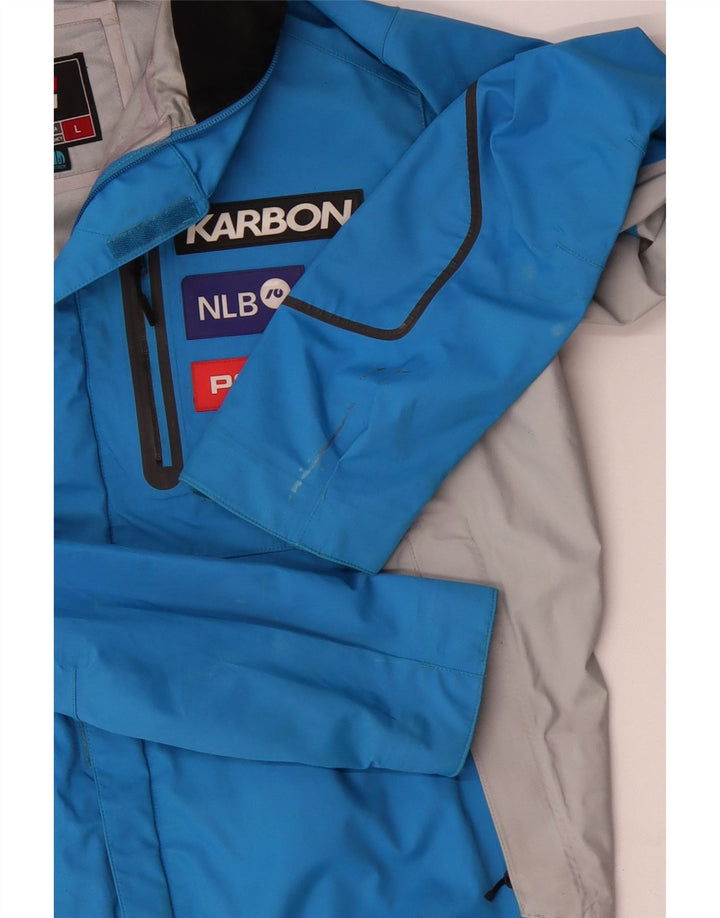 KARBON Muška grafička kišna jakna s kapuljačom UK 40 Large Blue Colourblock najlon