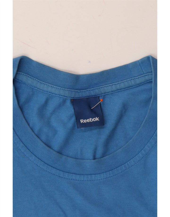 REEBOK Mens Graphic T-Shirt Top Large Blue Cotton Vintage Reebok and Second-Hand Reebok from Messina Hembry 
