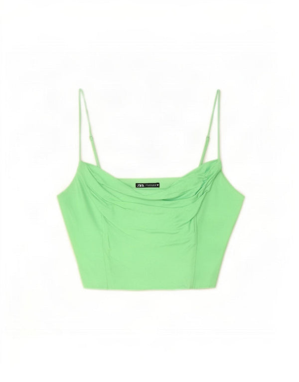 Zara ženski kratki Cami Top UK 12 Srednje zelena viskoza