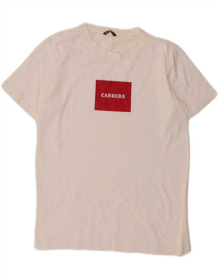 CARRERA Mens Graphic T-Shirt Top Medium White Vintage Carrera and Second-Hand Carrera from Messina Hembry 