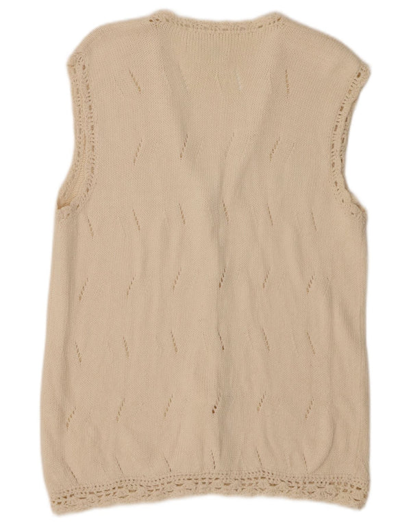 ARTESANIA ženski kardigan džemper bez rukava UK 12 srednje bijele boje pamuk