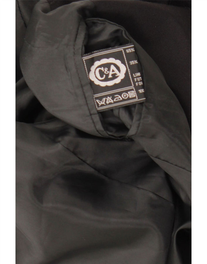 C&A Womens Double Breasted Blazer Jacket UK 14 Medium Black Polyester