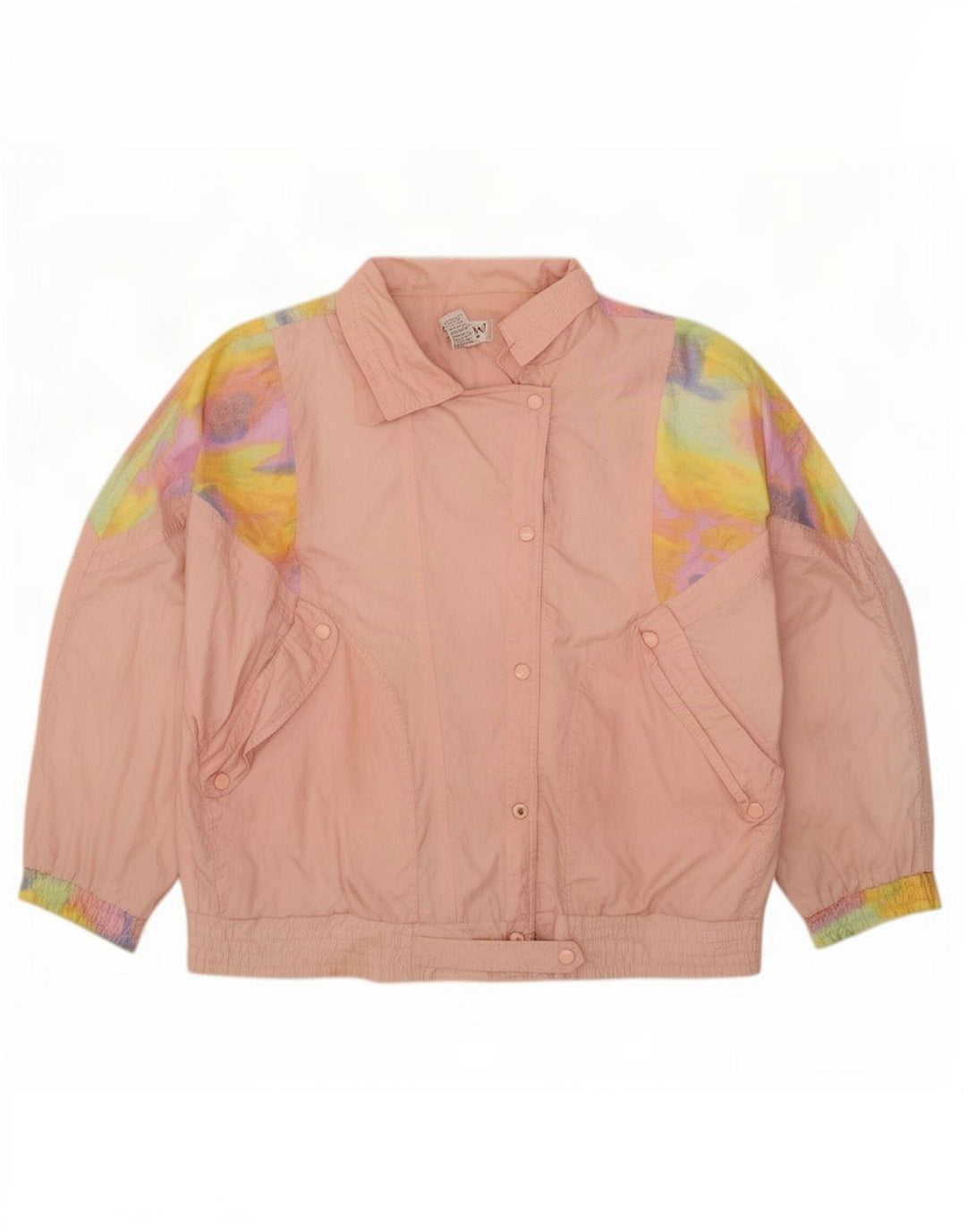Lavon ženska gornja jakna trenirke s apstraktnim uzorkom UK 16 Large Pink 80-ih