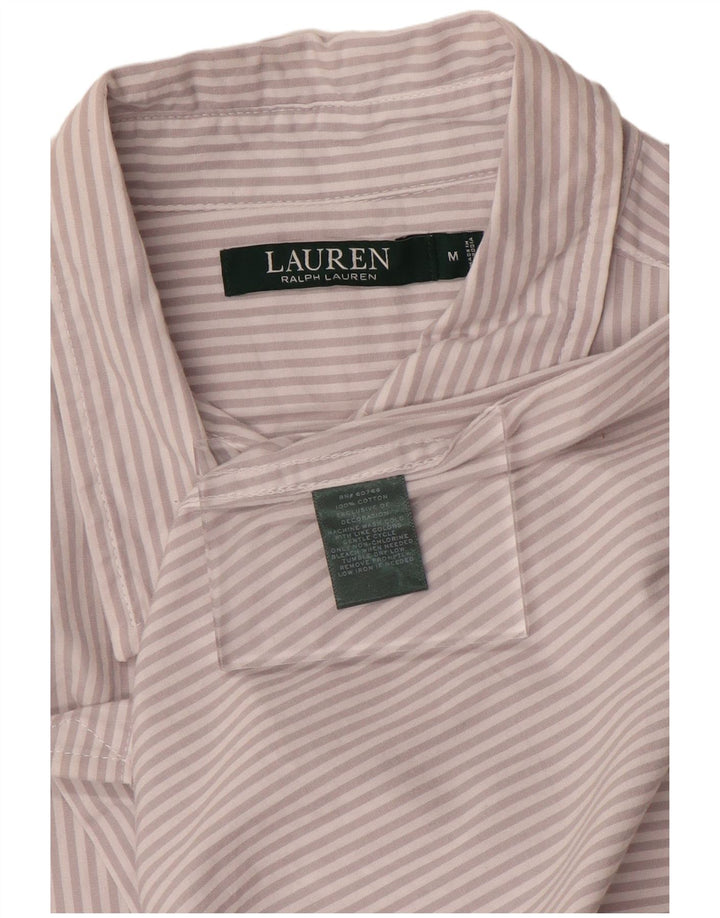 RALPH LAUREN Ženska košulja haljina UK 14 Srednje siva pamuk na pruge