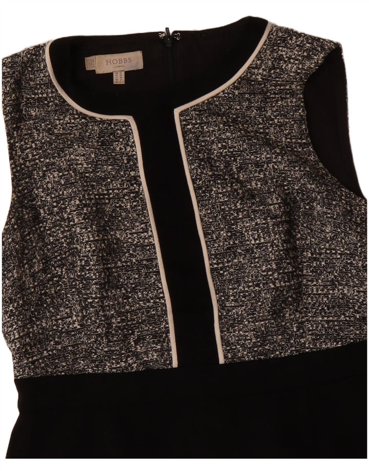 Hobbs ženska plašt haljina bez rukava UK 12 Srednji crni flekasti poliester