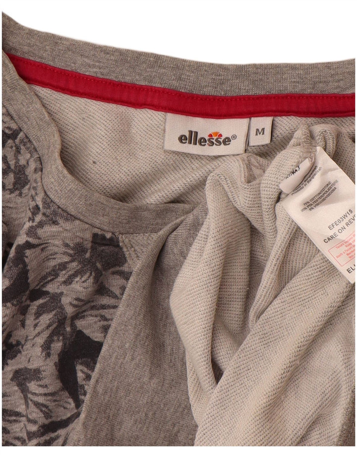 Ellesse ženska majica prekomjerne veličine UK 14 Srednje sivi cvjetni pamuk