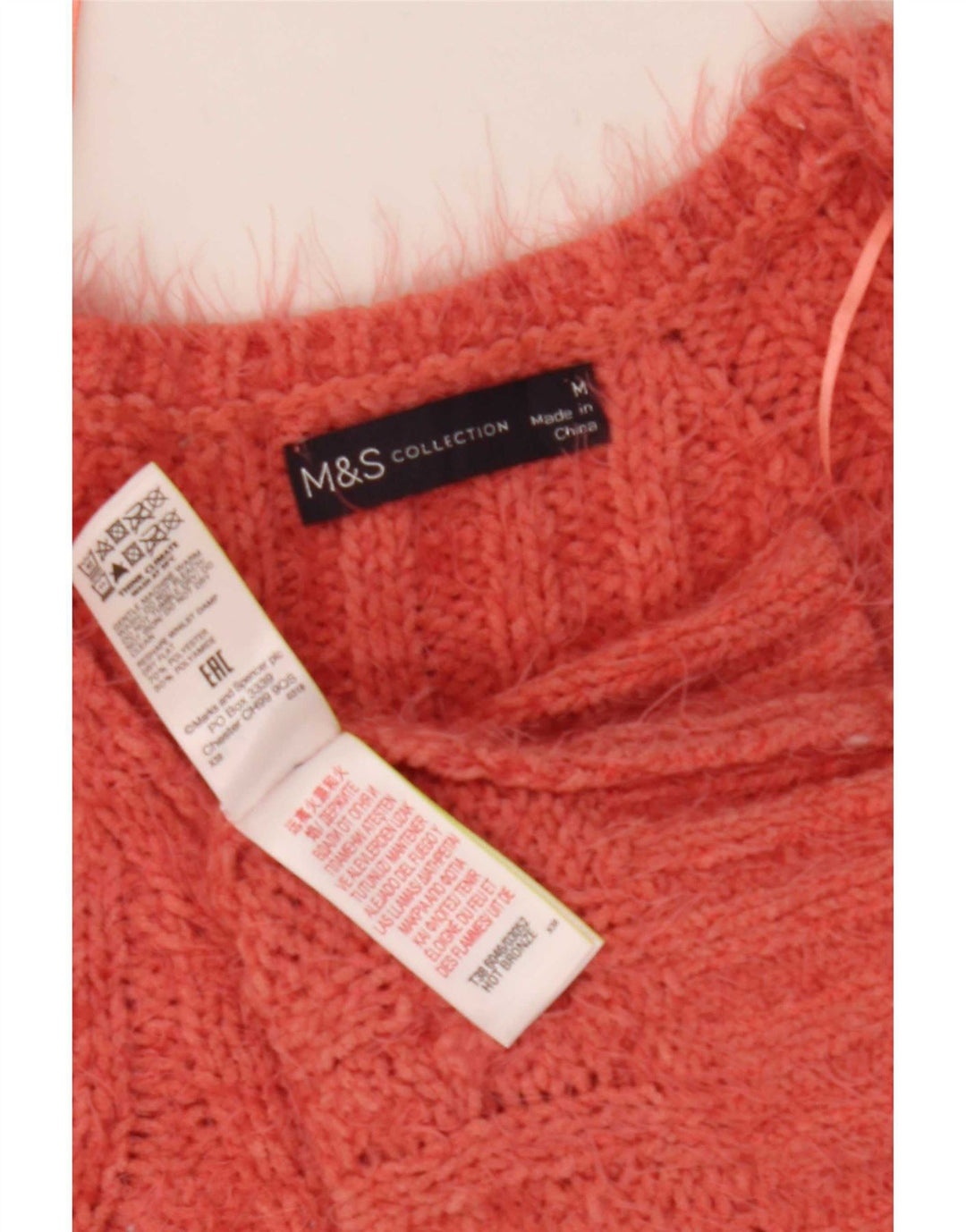 Marks & Spencer ženski džemper s V-izrezom UK 12 srednje ružičasti poliester