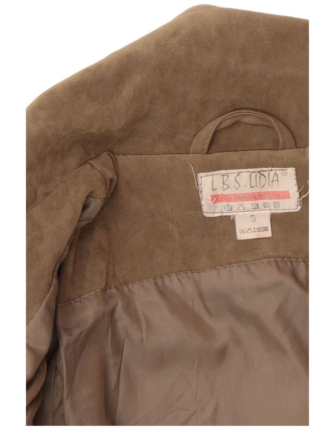 Vintage ženska prevelika jakna od brušene kože UK 10 Mala bež