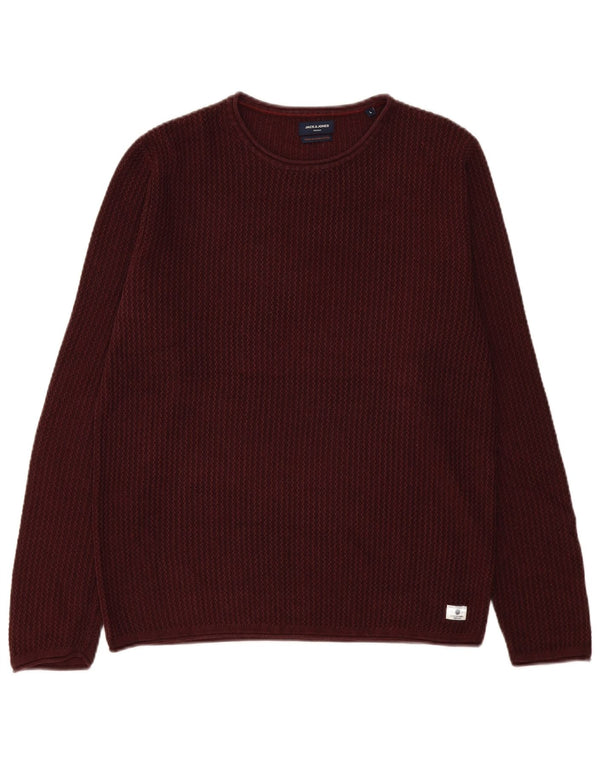 Jack & Jones, veliki muški džemper s okruglim izrezom, tamnocrvena