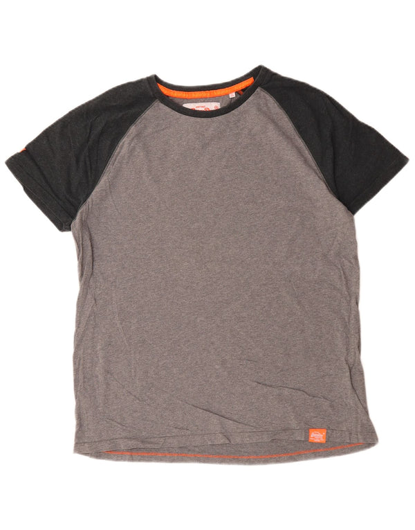 Superdry muška majica kratkih rukava 2XL sivi pamuk u blokovima boja