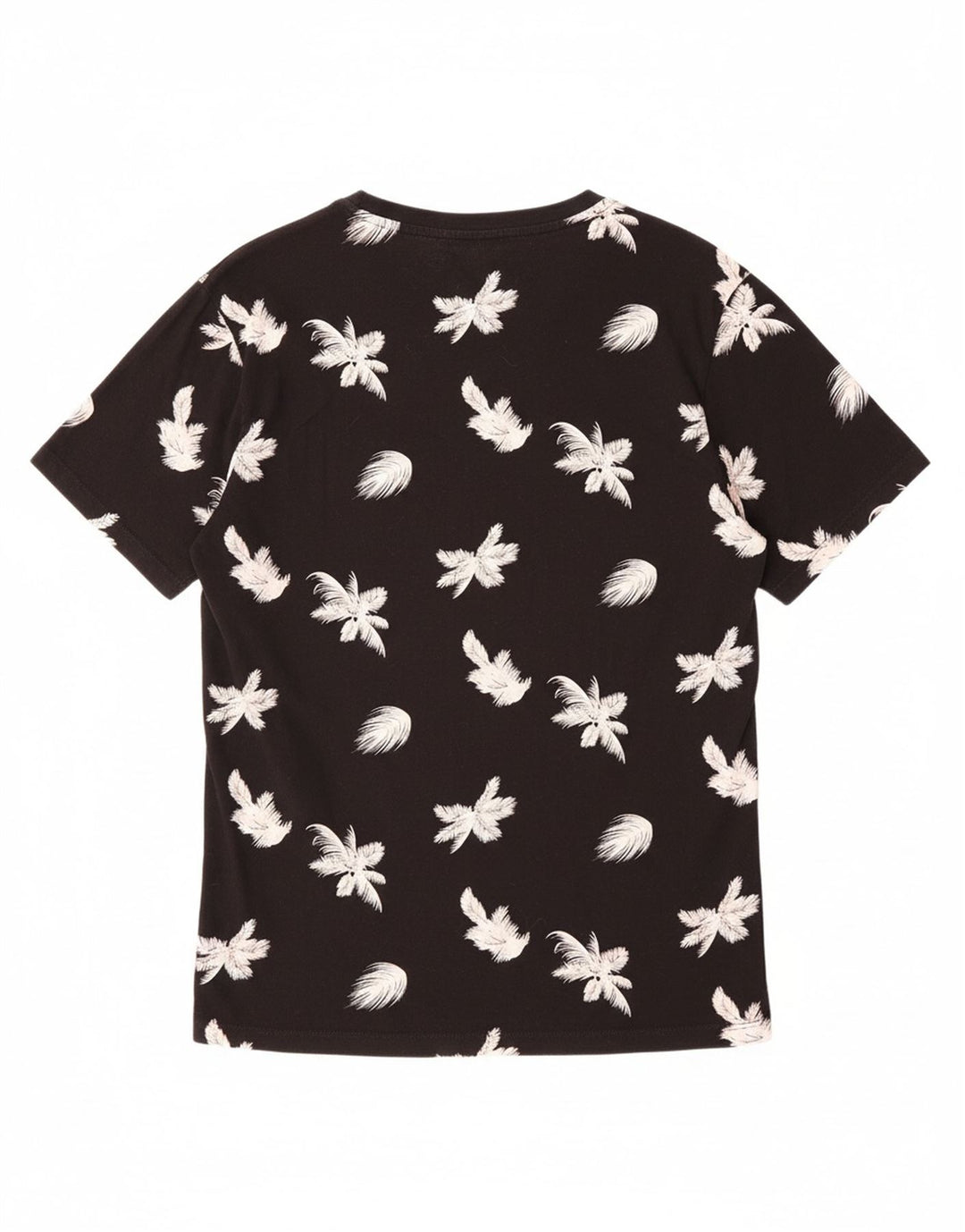 JACK & JONES Mens T-Shirt Top Medium Black Floral Cotton