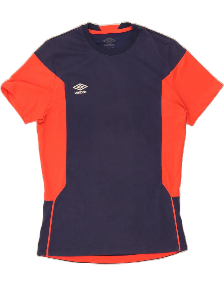UMBRO Mens T-Shirt Top Medium Navy Blue Colourblock Vintage Umbro and Second-Hand Umbro from Messina Hembry 
