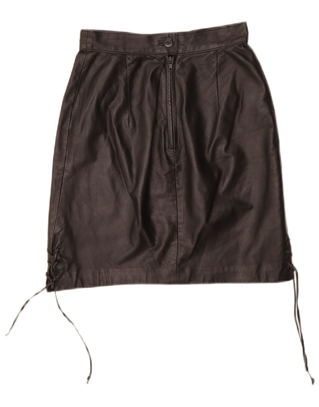 VINTAGE ženska kožna suknja EU 34 XS W24 crna koža