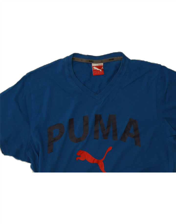PUMA Mens Graphic T-Shirt Top Large Blue Cotton Vintage Puma and Second-Hand Puma from Messina Hembry 