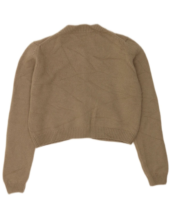 Massimo Dutti Ženski kratki kardigan džemper UK 14 Srednji kaki vuna