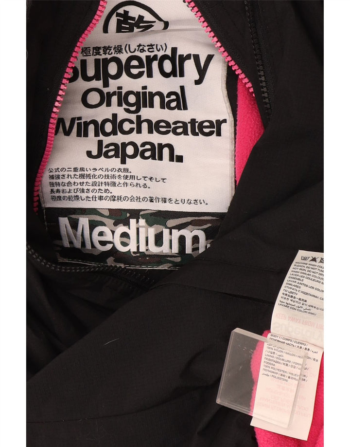 Superdry ženska vjetrovka s kapuljačom UK 14 Srednje crni najlon