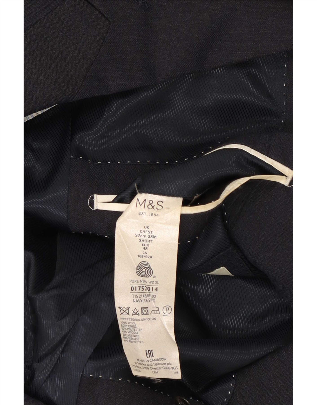 Marks & Spencer muška jakna sa 2 gumba UK 38 srednje tamnoplava vuna