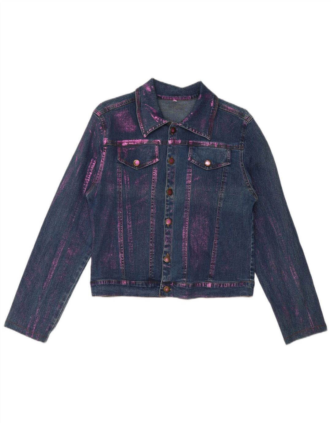 Vintage ženska crop traper jakna UK 12 pamuk srednje plave boje