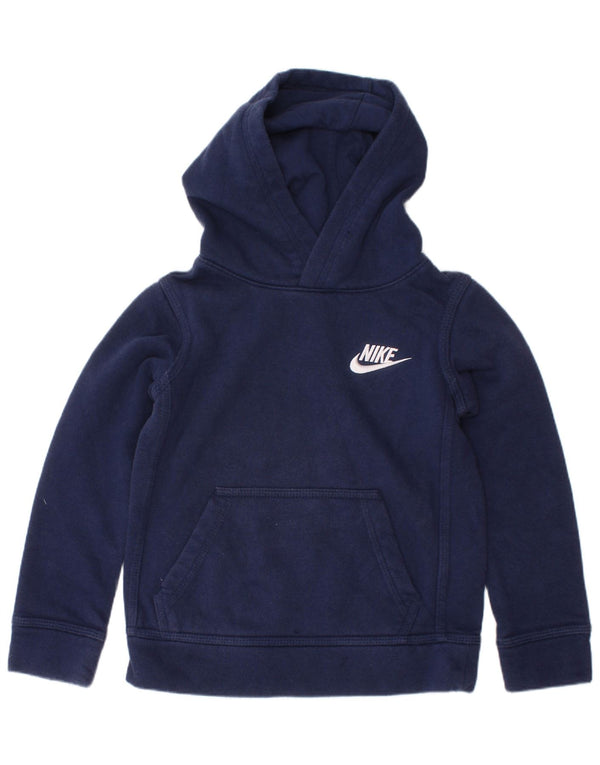 NIKE Boys Hoodie Jumper 3-4 Years XS Navy Blue Cotton