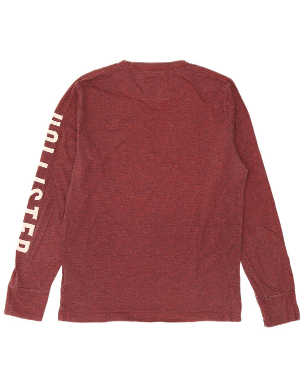 Hollister muška majica dugih rukava s grafikama, mali tamnocrveni pamuk
