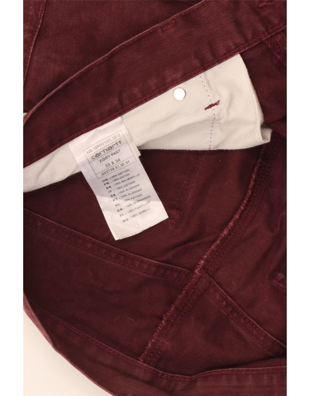 CARHARTT Muške uske traperice W33 L34 Bordo