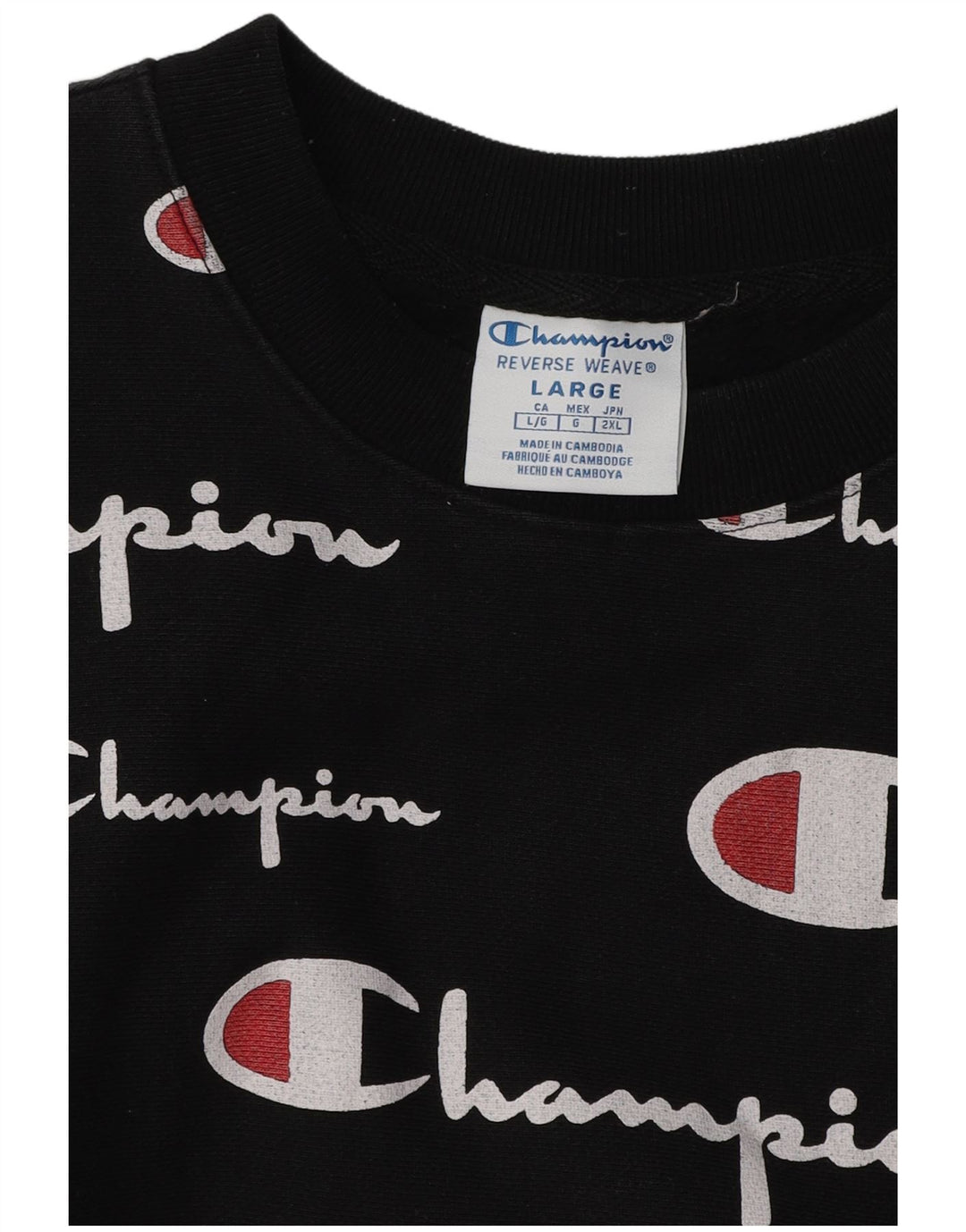 Veliki crni pamučni muški džemper s grafičkim motivima Champion
