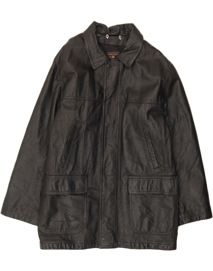 VINTAGE Mens Leather Jacket UK 42 XL Black Leather Vintage Vintage and Second-Hand Vintage from Messina Hembry 