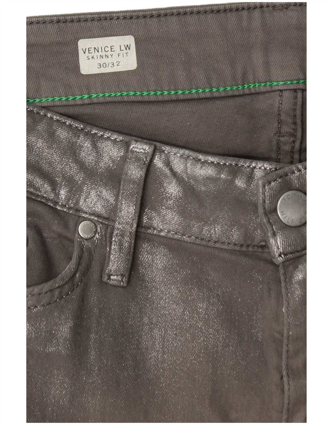 TOMMY HILFIGER Ženske uske traperice Venice LW W30 L30 Sivi pamuk