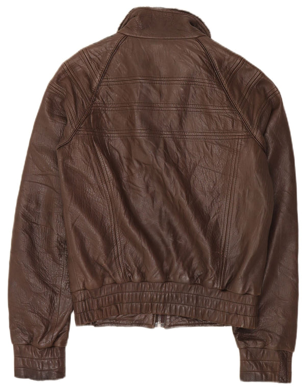 VINTAGE ženska kožna jakna UK 14 Srednje smeđa Argyle/Diamond koža