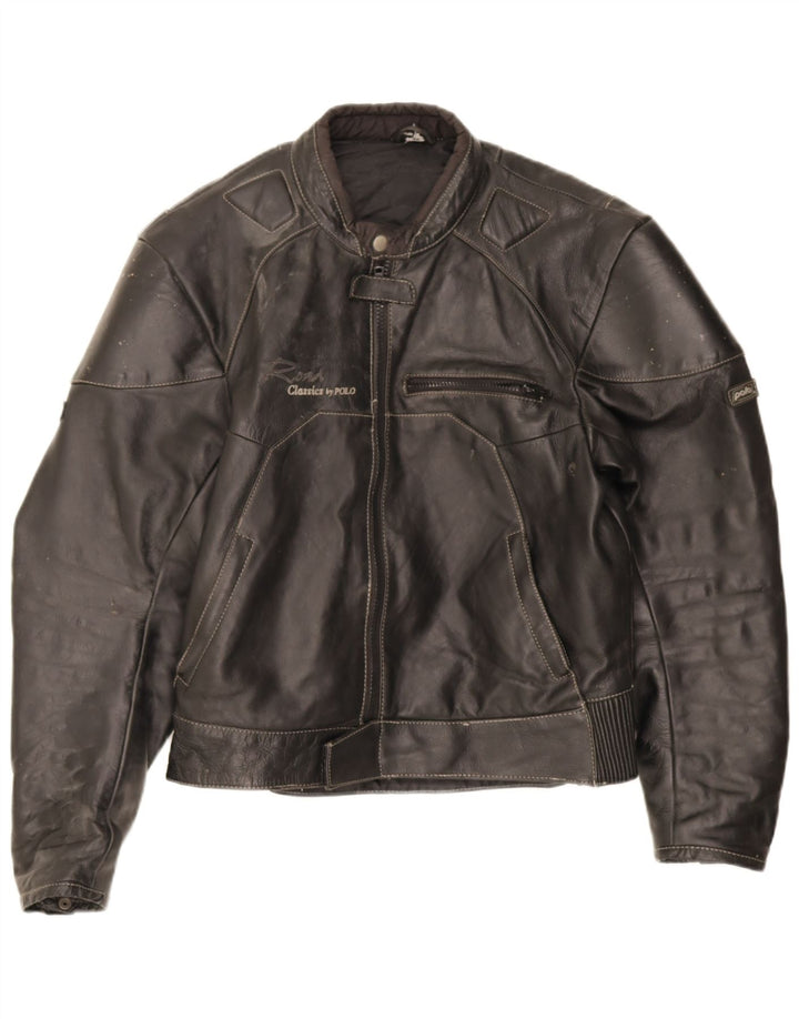 POLO ženska kožna trkaća jakna UK 14 Srednja crna koža